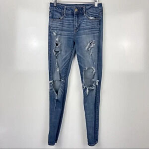 American Eagle Outfitters Destroyed Hi Rise Jeggings Skinny Jeans Women's Size 4